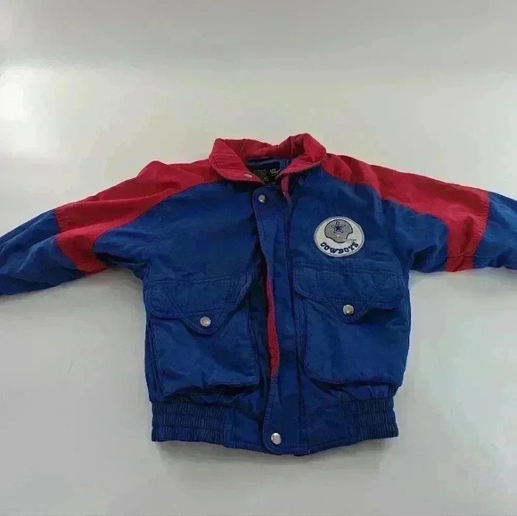 Vintage Ozark Trail Size 5 Boys Red And Blue Zipper Jacket Dallas Cowboys Patch - Picture 1 of 11